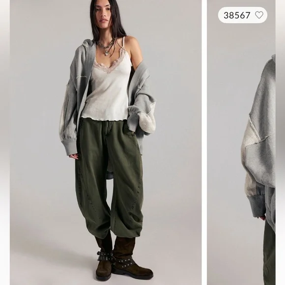 Free People Forever Yours Oversized Two-Tone Gray Hoodie Size Medium - Picture 4 of 12